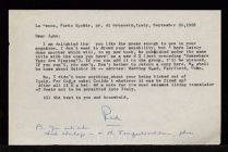 Letter to John Ciardi from Robert Penn Warren, 20 September 1958